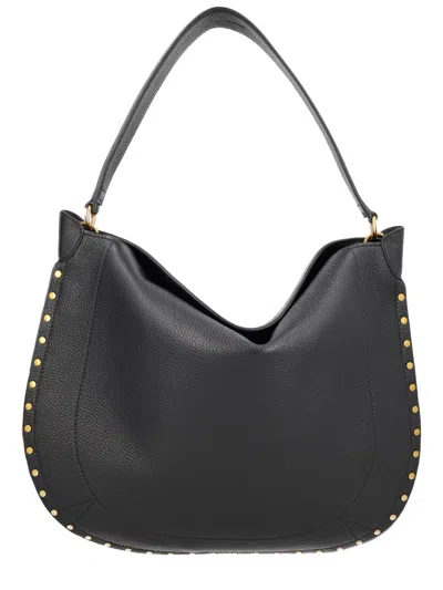 Isabel Marant Oskan Hobo Soft Grained Leather Bag In Black