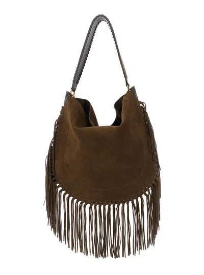 Isabel Marant Oskan Hobo Soft Shoulder Bag In Brown Suede