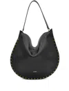 Isabel Marant Rounded Black Leather Hobo Bag With Golden Hardware In Black