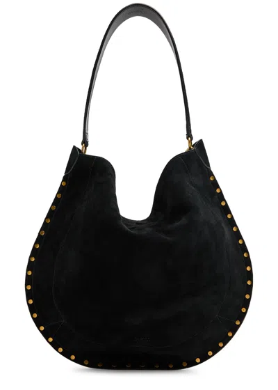 Isabel Marant Oskan Hobo Suede Shoulder Bag In Black
