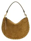Isabel Marant Oskan Soft Zip Shoulder Bag In Taupe Suede In Brown