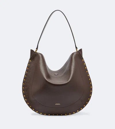 Isabel Marant Oskan Large Leather Shoulder Bag In Brown