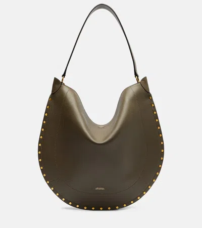 Isabel Marant Oskan Large Leather Shoulder Bag In Green