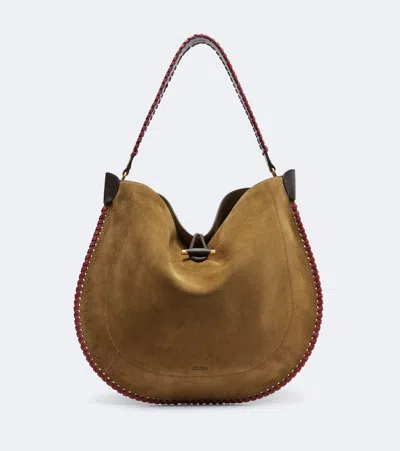 Isabel Marant Oskan Large Suede Shoulder Bag In Sand