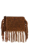 Isabel Marant Oskan Laser Cut Suede Pouch In Cognac