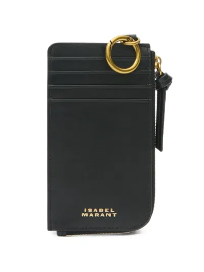 Isabel Marant Oskan Leather Cardholder In Black