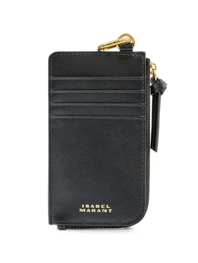 Isabel Marant Oskan Leather Cardholder In Black