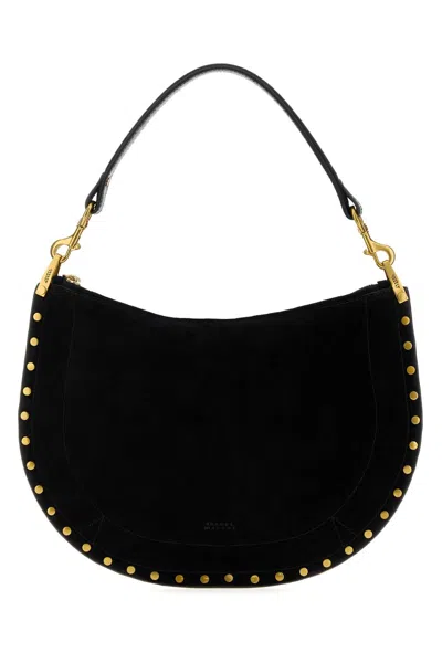 Isabel Marant Oskan Mini Suede Shoulder Handbag With Antiqued Gold-tone Hardware In Black