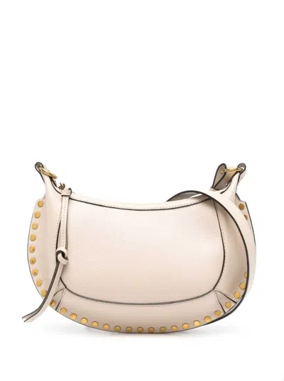 Isabel Marant Oskan Moon Beige Shoulder Bag With Studs Detailing In Leather Woman In Neutrals