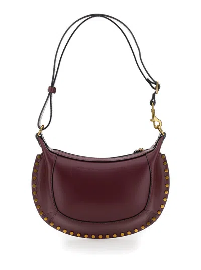 ISABEL MARANT 'OSKAN MOON' BORDEAUX SHOULDER BAG WITH STUDS DETAILING