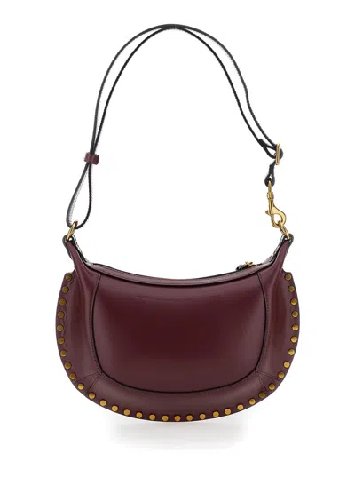 Isabel Marant 'oskan Moon' Bordeaux Shoulder Bag With Studs Detailing In Leather Woman