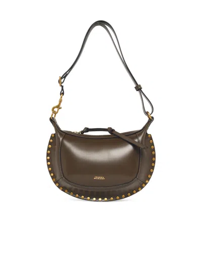 Isabel Marant 'oskan Moon' Brown Leather Bag In Black