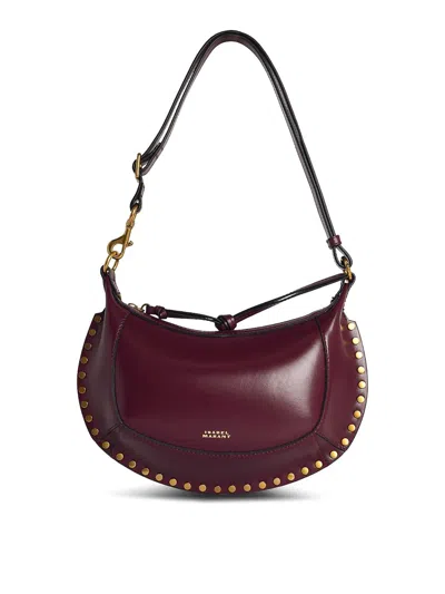 Isabel Marant Oskan Moon Burgundy Smooth Leather Bag In Red
