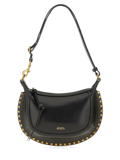 Isabel Marant Oskan Moon Crescent Studded Leather Shoulder Bag In Black