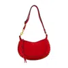 Isabel Marant Oskan Moon Studded Suede Shoulder Bag In Red