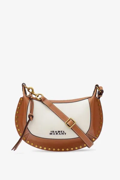 Isabel Marant Oskan Moon Leather And Cotton Shoulder Bag In White