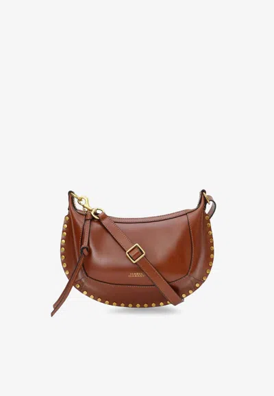 Isabel Marant Oskan Moon Leather Crossbody Bag In Brown
