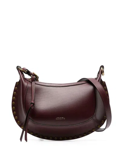 Isabel Marant Oskan Moon Leather Shoulder Bag In Burgundy