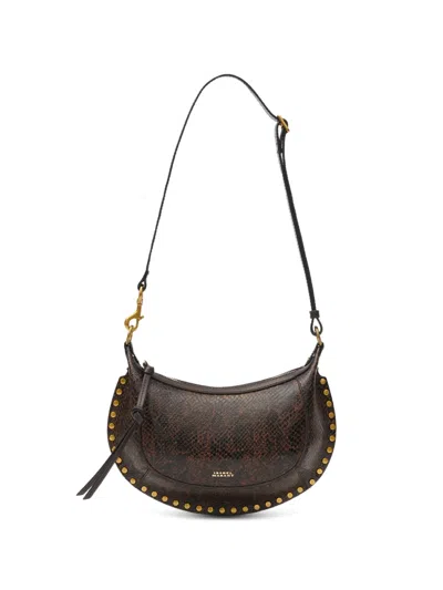 Isabel Marant Oskan Moon Python-effect Leather Shoulder Bag In Brown