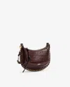Isabel Marant Oskan Studded Croc-embossed Shoulder Bag In Burgundy
