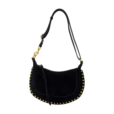 Isabel Marant Oskan Moon Shoulder Bag In Black Suede In Pink