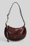 Isabel Marant Oskan Moon Shoulder Bag In Bordeaux Leather In Burgundy