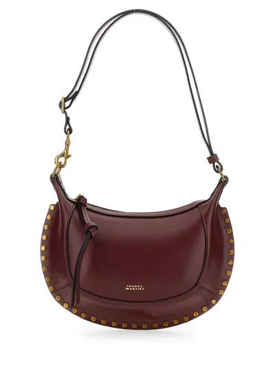 Isabel Marant Oskan Moon Shoulder Bag In Calfskin Burgundy