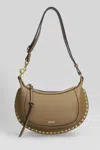 Isabel Marant Oskan Moon Shoulder Bag In Khaki Leather In Brown