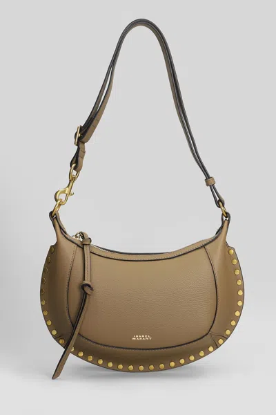 Isabel Marant Oskan Moon Shoulder Bag In Khaki Leather In Brown