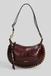 Isabel Marant Oskan Moon Shoulder Bag In Bordeaux Leather In Red
