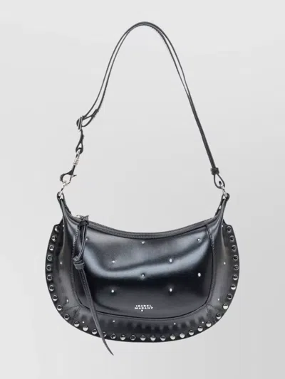 Isabel Marant Oskan Moon Shoulder Bag Studded Design In Black