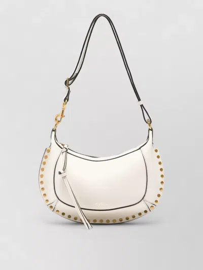Isabel Marant Oskan Moon Shoulder Bag Studded Strap In White