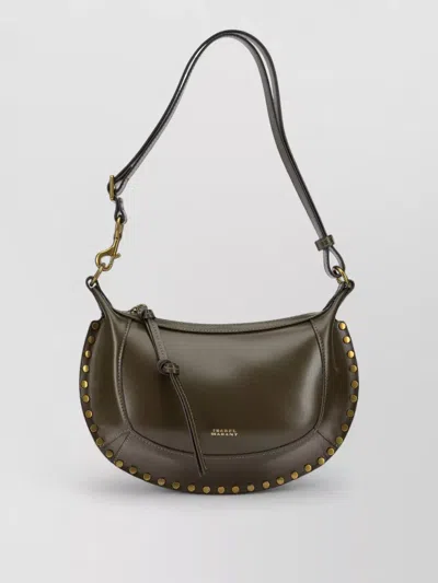 Isabel Marant Oskan Moon Small Studded Shoulder Clutch In Green