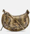Isabel Marant Oskan Moon Snake-effect Leather Shoulder Bag In Beige