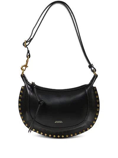 Isabel Marant Oskan Moon Studded Leather Shoulder Bag In Black