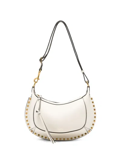 Isabel Marant Oskan Moon Studded Leather Shoulder Bag In Neutral