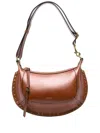 Isabel Marant Moon Calfskin Shoulder Bag With Gold Stud In Brown