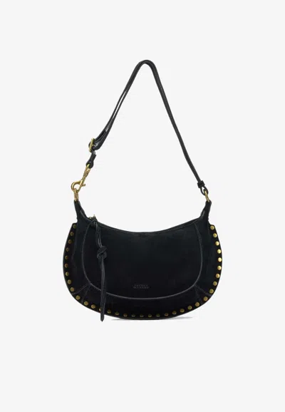 Isabel Marant Oskan Moon Suede Shoulder Bag In Black