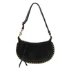 Isabel Marant Crescent-shaped Calfskin Leather Shoulder Bag In Black