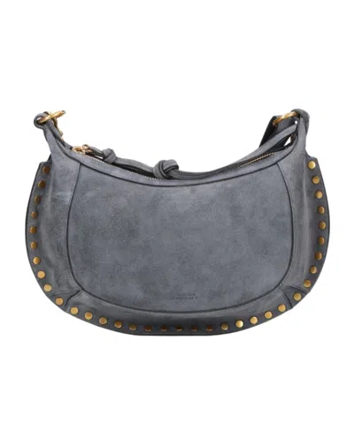Isabel Marant Oskan Moon Zipped Medium Shoulder Bag In Gray