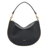 Isabel Marant Oskan Studded Grainy Leather Shoulder Bag In Black