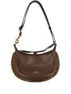 Isabel Marant Oskan Moon Studded Leather Shoulder Bag In Braun
