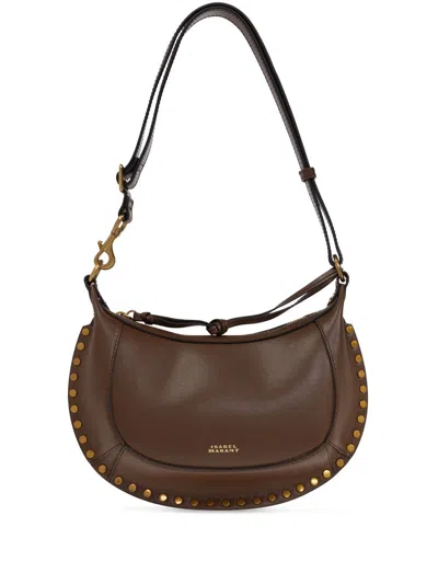 Isabel Marant Oskan Moon Studded Leather Shoulder Bag In Burgundy