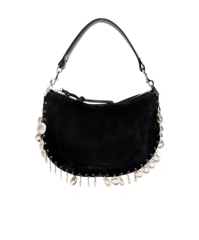Isabel Marant Oskan Coin-embellished Suede Shoulder Bag In Black