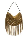Isabel Marant 'oskan Soft' Brown Bag With Stud Decorations And Fringed Edge In Brown