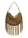 Isabel Marant 'oskan Soft' Brown Bag With Stud Decorations And Fringed Edge
