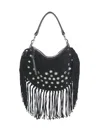 Isabel Marant 'oskan Soft' Black Bag With Stud Decorations And Fringed Edge In Black  