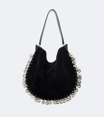 Isabel Marant Oskan Soft Medium Suede Crossbody Bag In Black