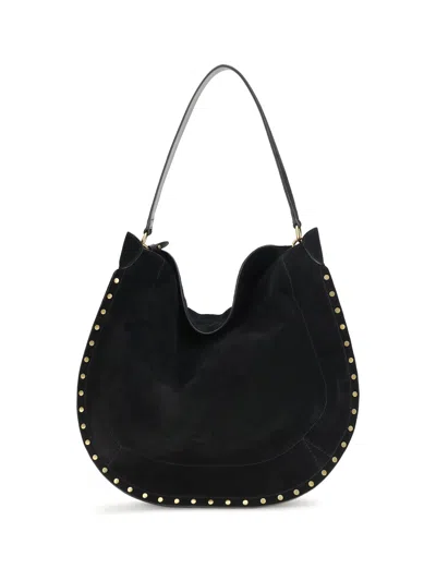 Isabel Marant Black Calf Leather Bos Taurus Shoulder Bag In Blue