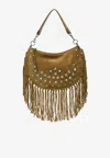 Isabel Marant Oskan Soft Suede Fringed Shoulder Bag In Brown